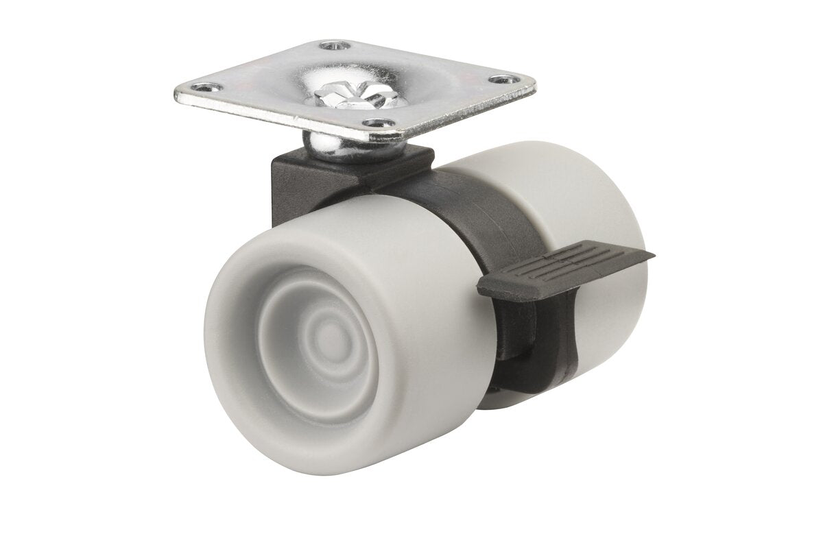 Dobbelthjul i plast med bremser