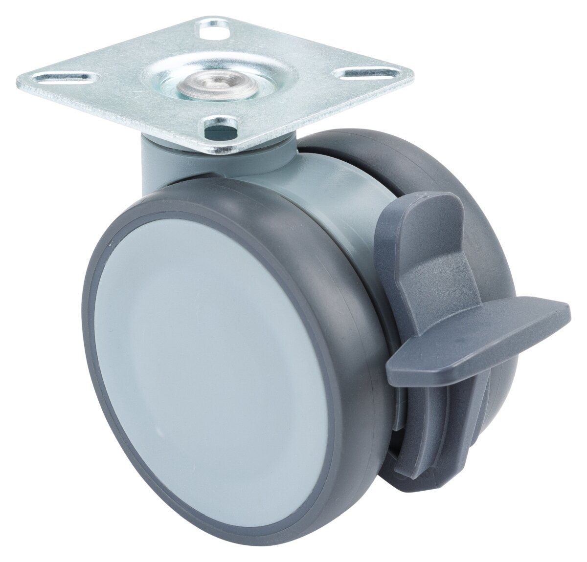 Dobbelthjul i plast med bremse