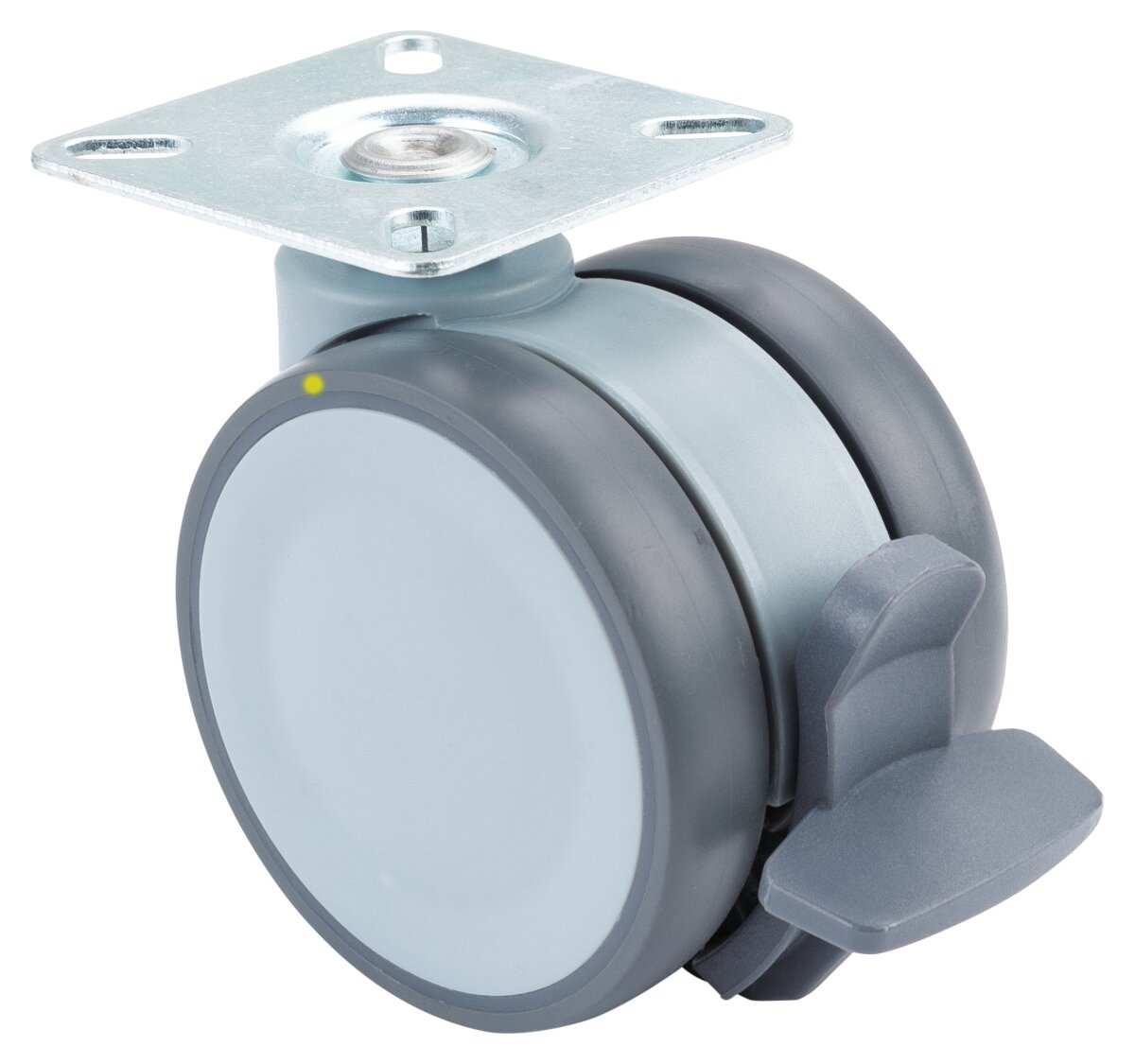 Dobbelthjul i plast med bremse