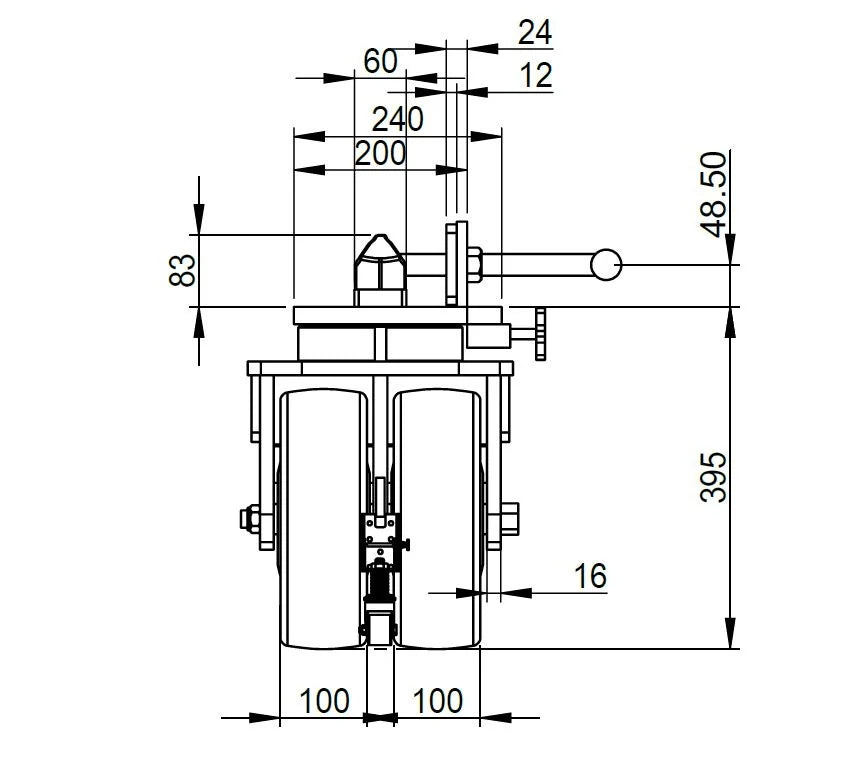 Komplett hjulsett (4stk) for fraktcontainer med total bæreevne på 36.000 kg