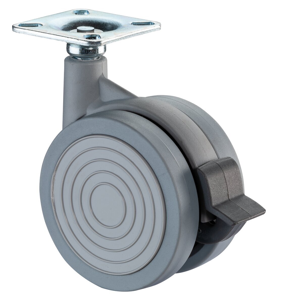 Dobbelthjul i plast med bremse