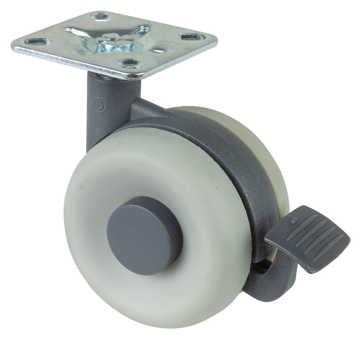 Dobbelthjul i plast med bremser