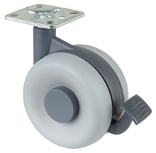 Dobbelthjul i plast med bremser