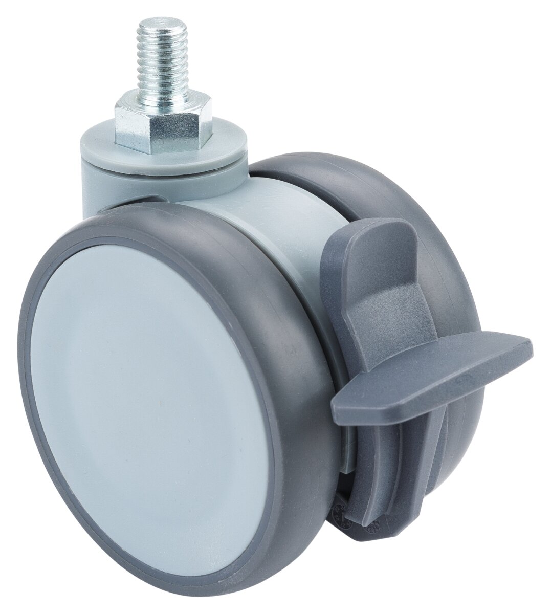 Dobbelthjul i plast med bremse