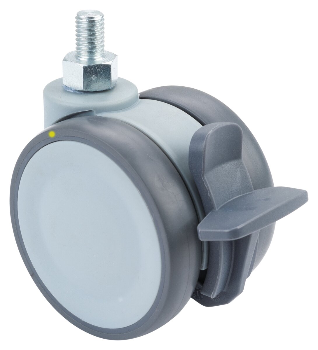 Dobbelthjul i plast med bremse