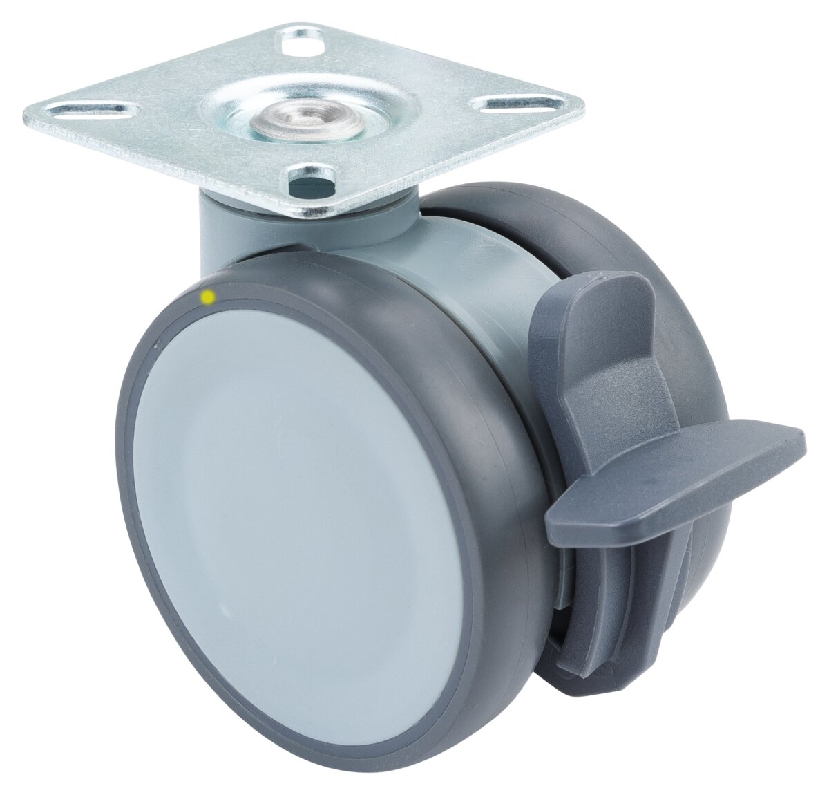 Dobbelthjul i plast med bremse