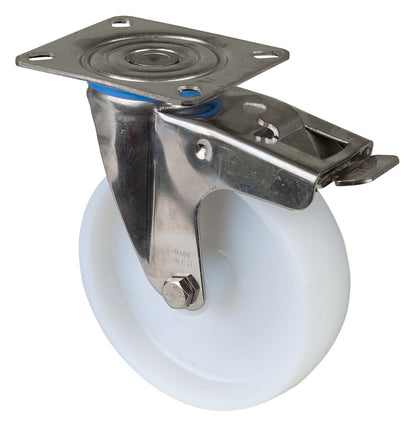 Rustfritt Nylonhjul | 125 mm | 130 kg