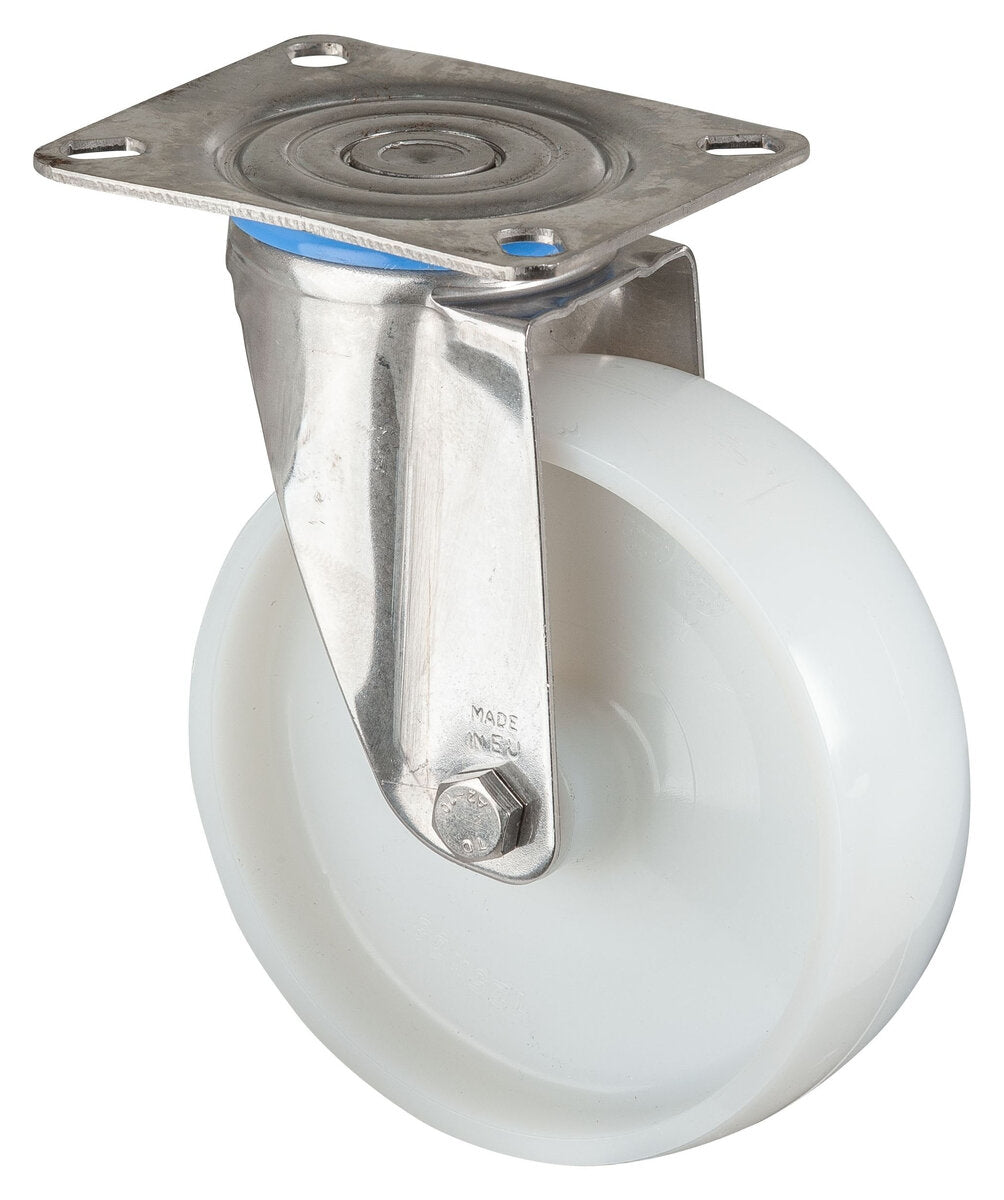 Rustfritt Nylonhjul | 125 mm | 130 kg