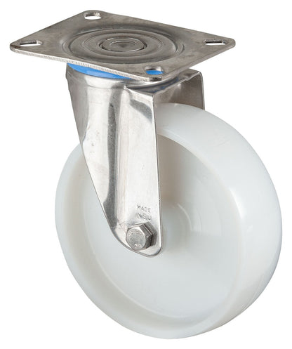 Rustfritt Nylonhjul | 125 mm | 130 kg