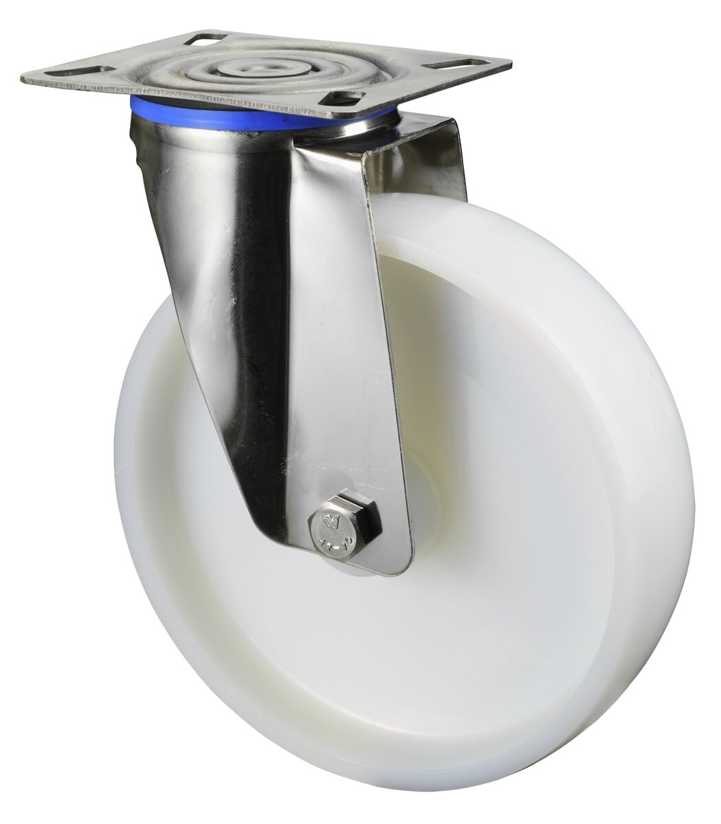 Rustfritt Nylonhjul | 200 mm | 300 kg