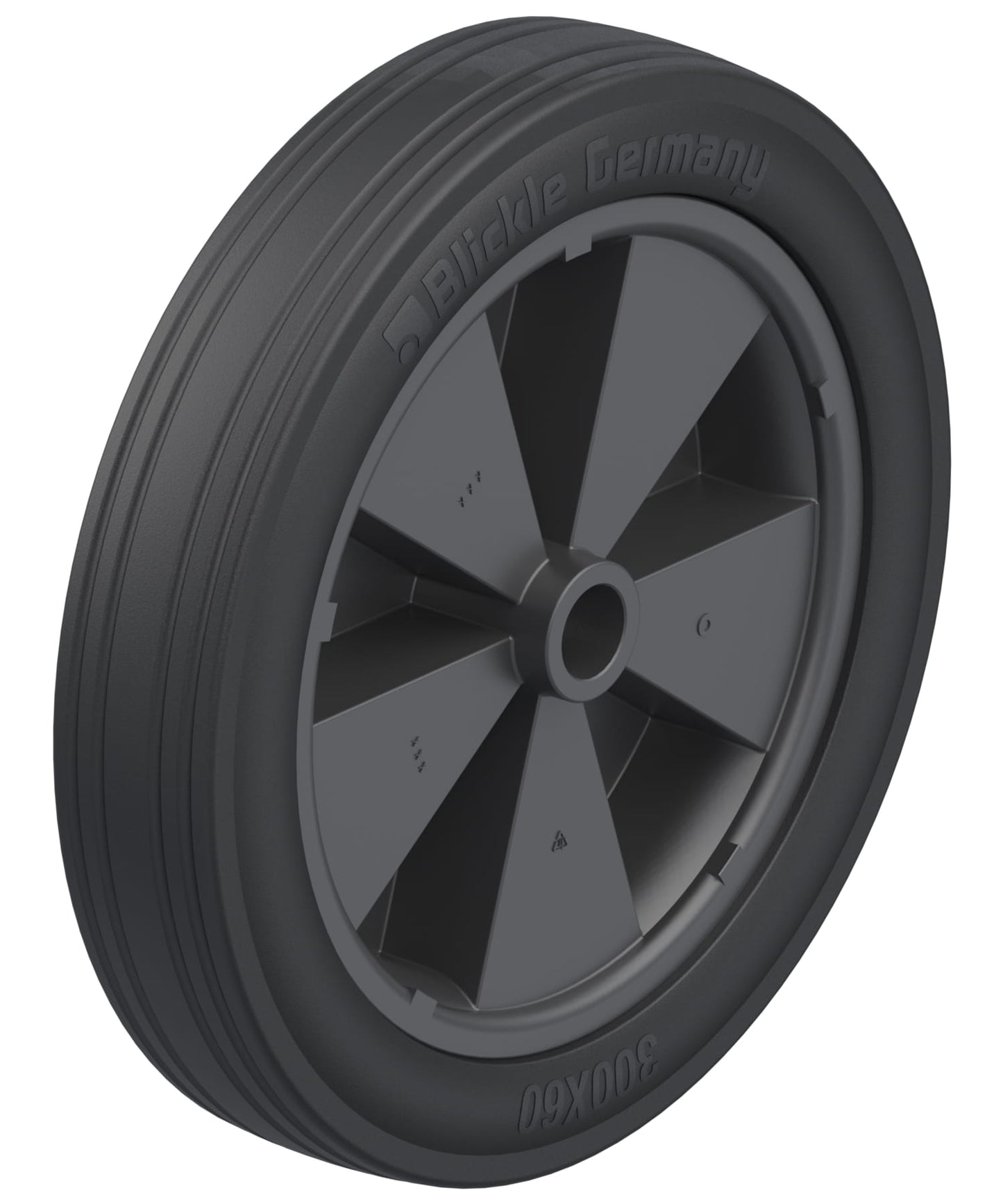 Blickle VPP 300/25G løst gummihjul, 300 mm med massiv sort gummibane og sort PP-felg