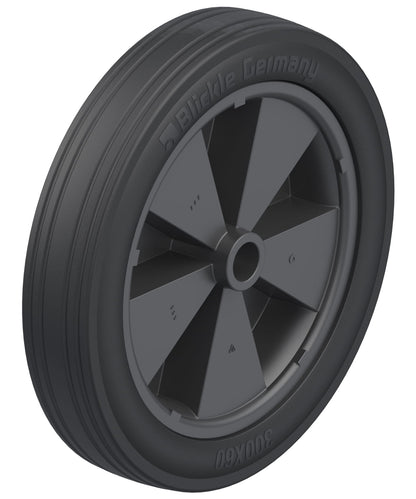 Blickle VPP 300/25G løst gummihjul, 300 mm med massiv sort gummibane og sort PP-felg