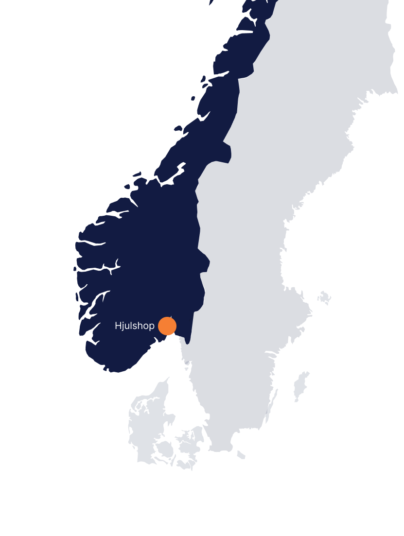 Norges kart med Hjulshop sitt sted