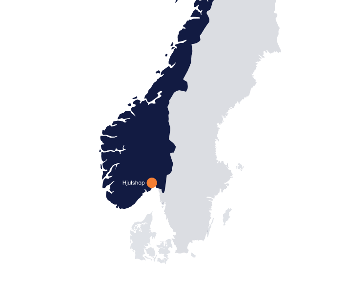 Norges kart med Hjulshop sitt sted